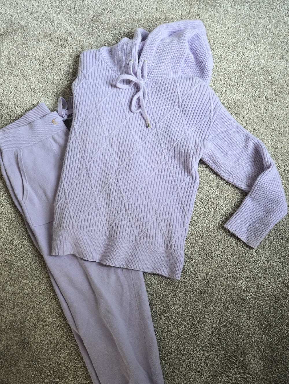 Ann Taylor Lavender Knit Hoodie Sweater